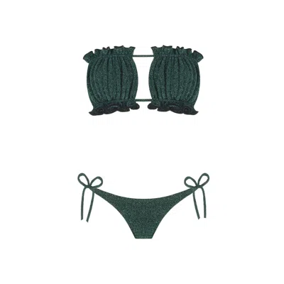 NUR KARAATA WOMEN'S SUN SPARKLE GREEN BIKINI SET