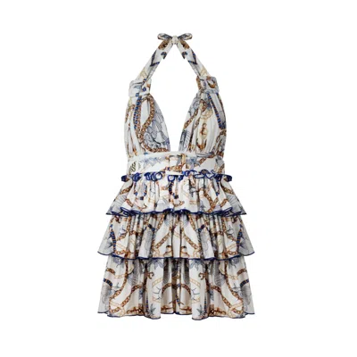 NUR KARAATA WOMEN'S WHITE BELLANO TROPEZIENNE DRESS