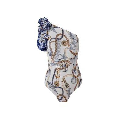 NUR KARAATA WOMEN'S WHITE HELIE TROPEZIENNE SWIMSUIT