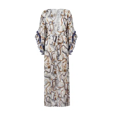 NUR KARAATA WOMEN'S WHITE JOALI TROPEZIENNE KAFTAN