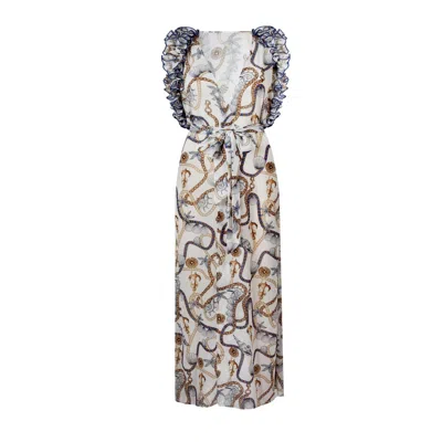 NUR KARAATA WOMEN'S WHITE JOALI TROPEZIENNE PAREO DRESS