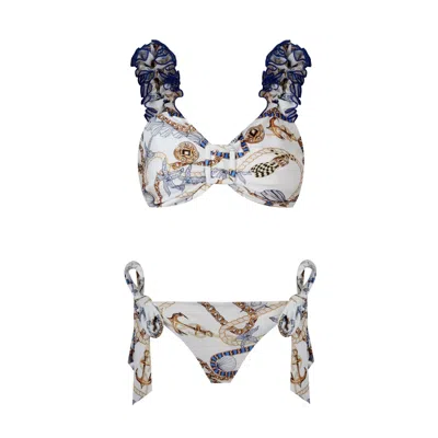 NUR KARAATA WOMEN'S WHITE LILY TROPEZIENNE LOW WAIST BIKINI SET