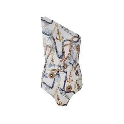 NUR KARAATA WOMEN'S WHITE SOLEIL TROPEZIENNE SWIMSUIT