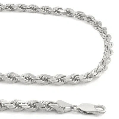 NURAGOLD 10K WHITE GOLD MENS 5MM ITALIAN DIAMOND CUT ROPE CHAIN LINK PENDANT NECKLACE 28"