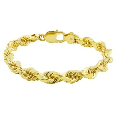 NURAGOLD 10K YELLOW GOLD 9MM ROPE DIAMOND CUT ITALIAN CHAIN BRACELET MENS THICK WIDE 8"