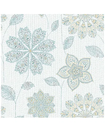 NUWALLPAPER NUWALLPAPER GYPSY FLORAL BLUE/GREEN PEEL & STICK WALLPAPER