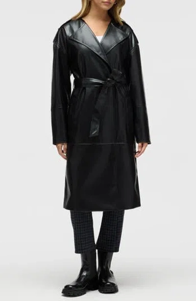 NVLT NVLT BELTED FAUX LEATHER TRENCH COAT