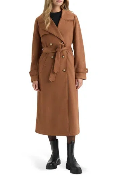 NVLT NVLT FAUX SUEDE BELTED DOUBLE BREASTED TRENCH COAT