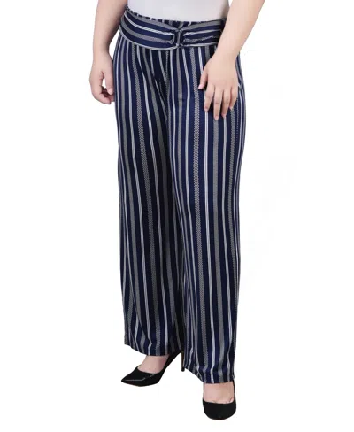 NY COLLECTION PLUS SIZE CROPPED PULL ON PANTS WITH FAUX BELT