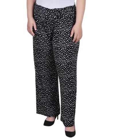 NY COLLECTION PLUS SIZE CROPPED PULL ON PANTS WITH FAUX BELT