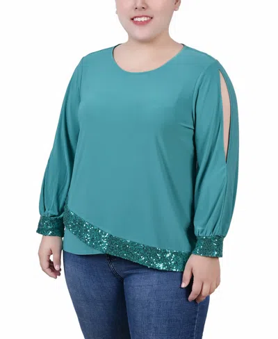 NY COLLECTION PLUS SIZE LONG SLEEVE KNIT TOP