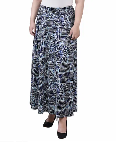 NY COLLECTION PLUS SIZE MAXI A-LINE SKIRT WITH FRONT FAUX BELT