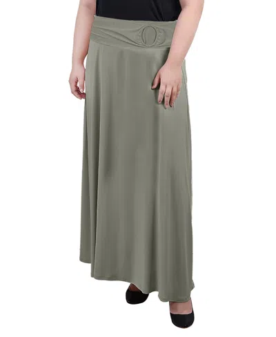 NY COLLECTION PLUS SIZE MAXI A-LINE SKIRT WITH FRONT FAUX BELT