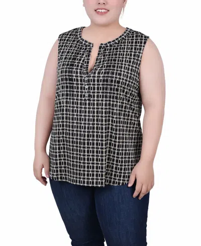 NY COLLECTION PLUS SIZE SLEEVELESS KNIT Y NECK TOP