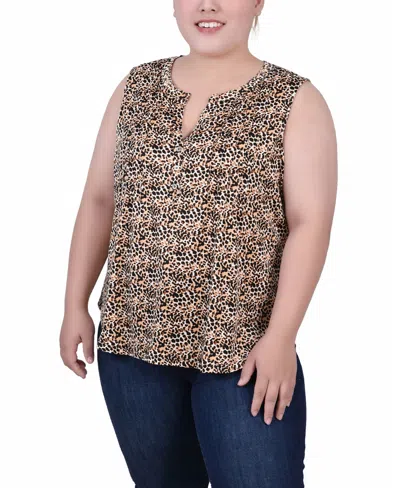 NY COLLECTION PLUS SIZE SLEEVELESS KNIT Y NECK TOP