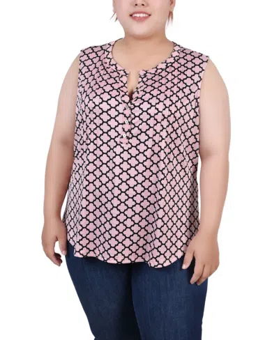NY COLLECTION PLUS SIZE SLEEVELESS KNIT Y NECK TOP
