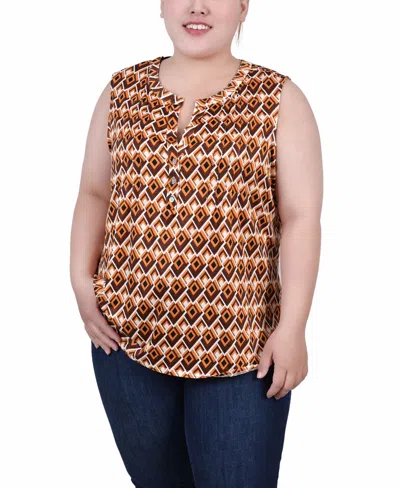 NY COLLECTION PLUS SIZE SLEEVELESS KNIT Y NECK TOP