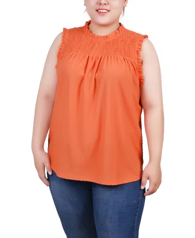 NY COLLECTION PLUS SIZE SLEEVELESS YOKE TOP WITH RUFFLES