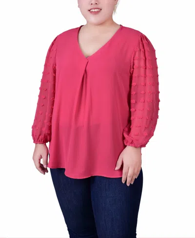 NY COLLECTION PLUS SIZE V-NECK BLOUSE