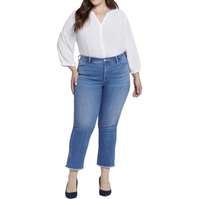 NYDJ PLUS BARBARA WOMENS FRAYED HEM DENIM BOOTCUT JEANS