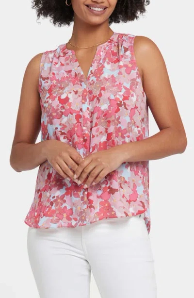 NYDJ NYDJ PRINT PLEAT BACK SLEEVELESS SPLIT NECK BLOUSE