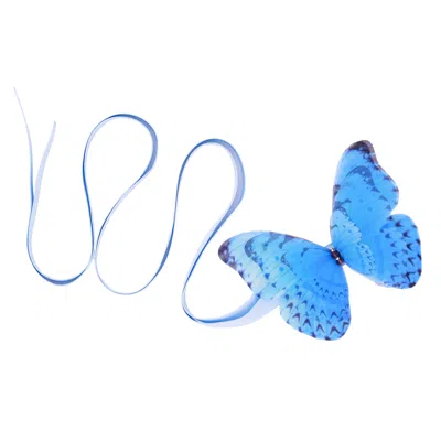 OANASAVU.CREATIONS WOMEN'S BLUE BUTTERFLY RIBBON TIE CHOKER NECKLACE BLUE RIBBON SCRUNCHIE