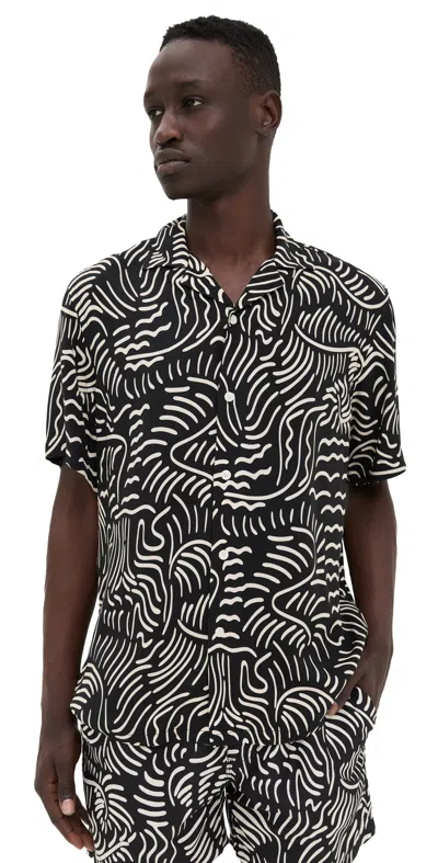 OAS TAR LORENZO VISCOSE SHIRT BLACK