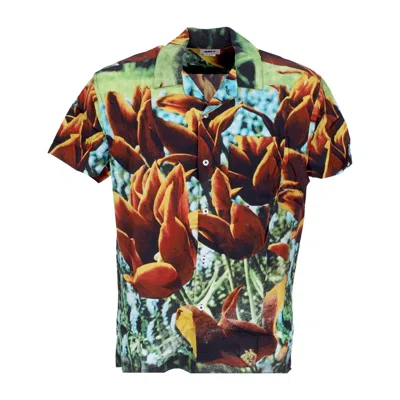OBEY BLOOM WOVEN SHIRT MEN'S SHORT SLEEVE SHIRT ORANGE MULTI