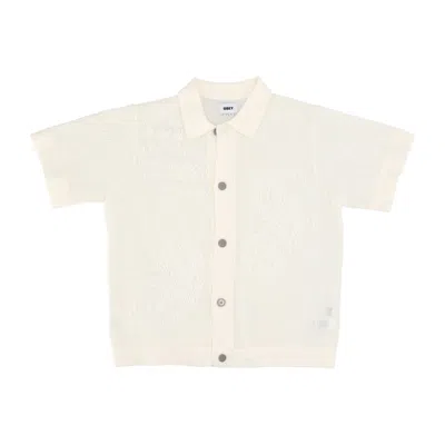 OBEY MEN'S SHORT SLEEVE SHIRT TEAR DROP OPEN KNIT SHIRT UNBLEACHED