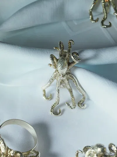OBJET LUXE OCTOPUS SILVER-PLATED NAPKIN RINGS (SET OF 4)