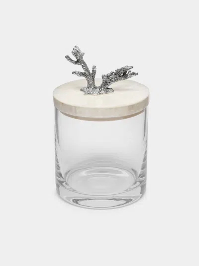 OBJET LUXE CORAL SILVER-PLATED, SHELL AND GLASS JAR