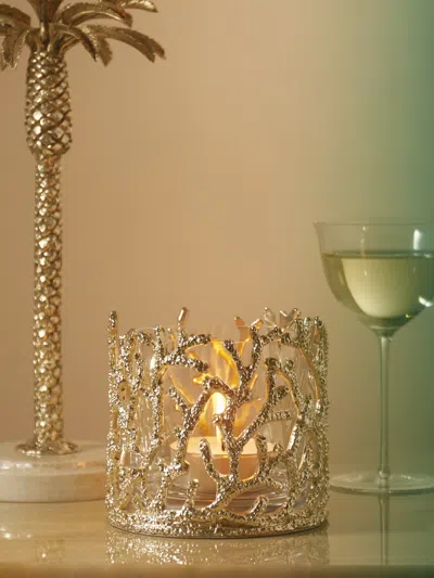 OBJET LUXE CORAL SILVER-PLATED TEALIGHT HOLDER