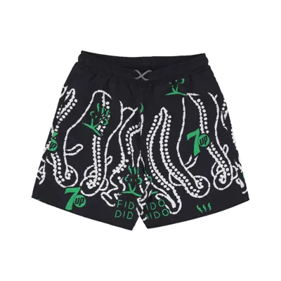 OCTOPUS MEN'S SPLASHED BOARDSHORT SWIM SHORTS X 7UP BLACK