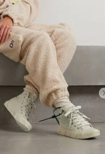 OFF-WHITE FINAL OFF-WHITE WOMEN HIGH VULCANIZED LOGO-APPLIQUÉD LEATHER SNEAKERS EU37 US 7