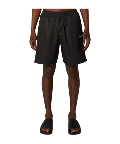 OFF-WHITE OFF-WHITE LOGO PRINTED STRAIGHT LEG SWIM SHORTS