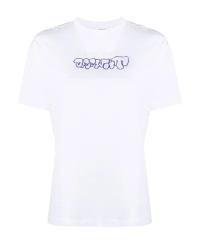 OFF-WHITE EMBR SKETCH ARROW CASUAL TEE WHITE PURPL