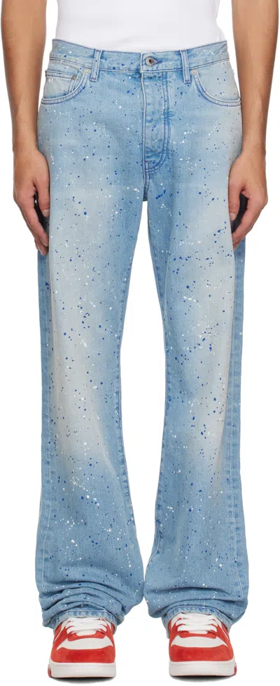 OFF-WHITE BLUE PAINT SPLATTER JEANS
