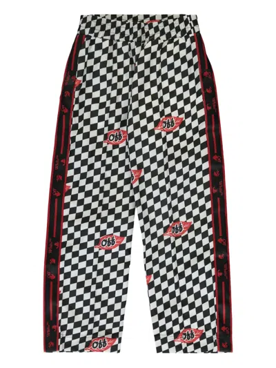 OFF-WHITE CHECK-PRINT TROUSERS