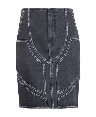 OFF-WHITE OFF-WHITE CURVED HEM DENIM SKIRT