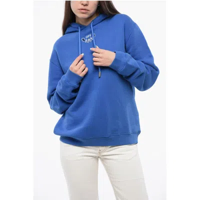 OFF-WHITE COTTON HOODIE WITH BACK BANDANA MOTIF