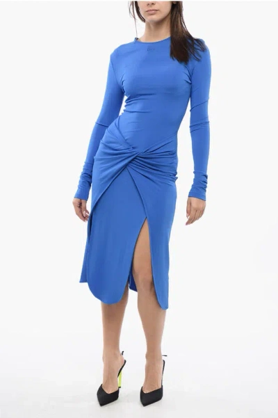 OFF-WHITE Crepe Viscose TWIST Wrap Midi Dress