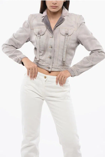 OFF-WHITE CROPPED FIT LAUDRY CARGO DENIM JACKET