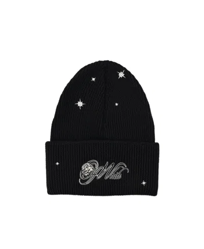 OFF-WHITE CRYSTAL-EMBELLISHED LOGO BEANIE