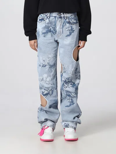 OFF-WHITE CUT-OUT DETAIL DENIM JEANS