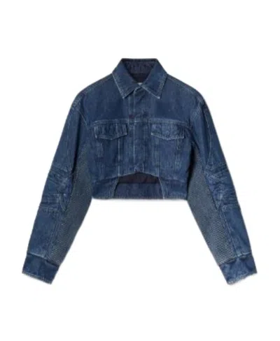 OFF-WHITE OFF-WHITE CUT-OUT CROPPED DENIM JACKET