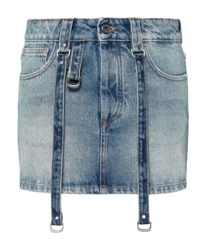 OFF-WHITE OFF-WHITE LOGO PATCH DENIM MINI SKIRT