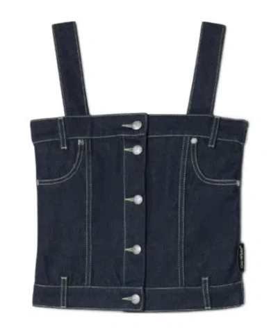 OFF-WHITE CORSET-STYLE DENIM TOP