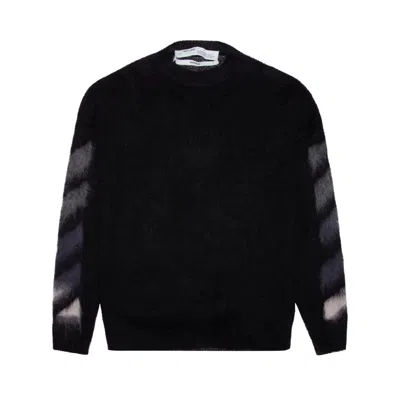 OFF-WHITE OFF-WHITE DIAG BRUSHED MOHAIR CREWENCK 'BLACK'
