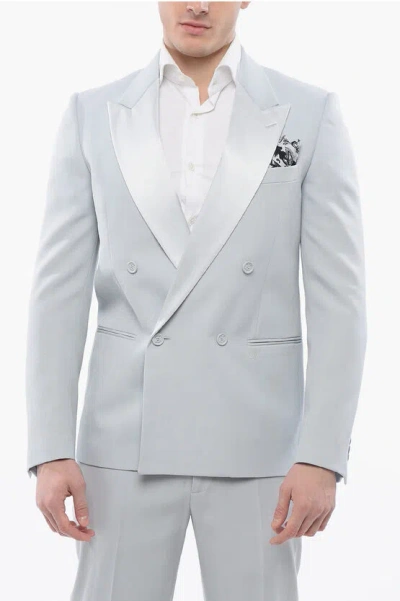 OFF-WHITE Double-breasted TATTOO Blazer with Satin Peak Lapel