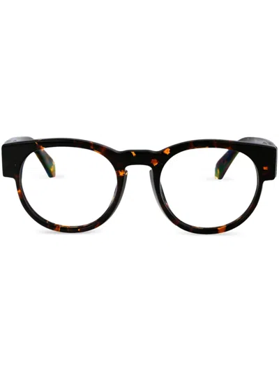 OFF-WHITE EYEWEAR LOGO-PLAQUE ROUND-FRAME GLASSES